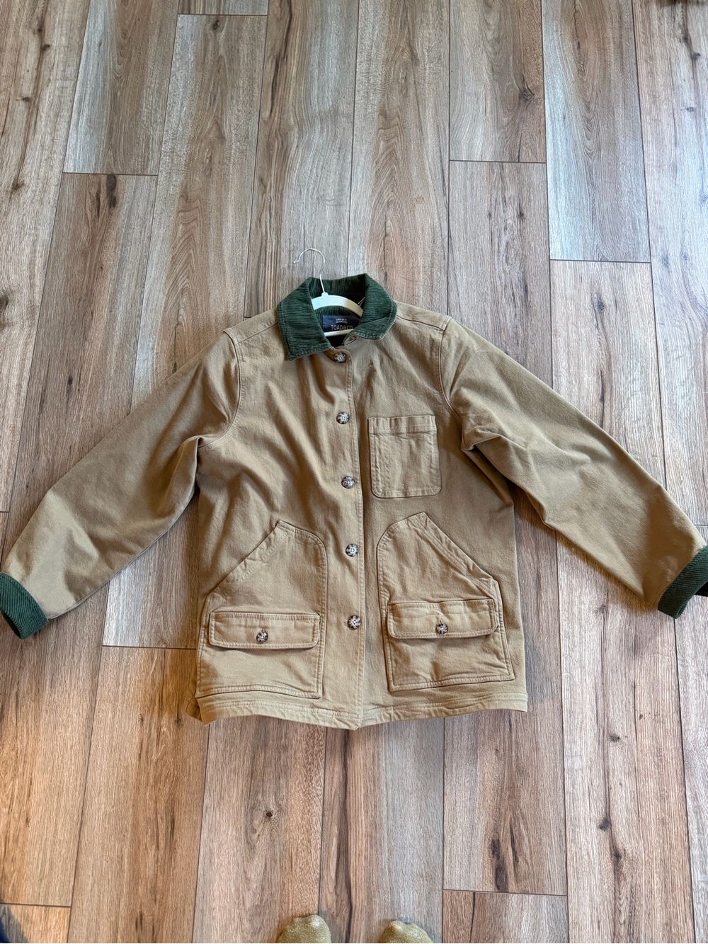 Toad&Co Tan Barn Jacket with Green Corduroy Collar